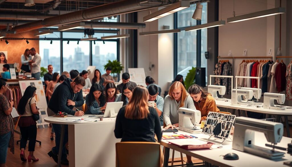 A bustling design studio filled with vibrant energy, where Shein's talented creators gather to showcase their innovative fashion concepts. In the foreground, a group of diverse designers huddle around a sleek workstation, sketching and collaborating on their latest contest submissions. The middle ground is adorned with mood boards, color palettes, and sewing machines, all abuzz with the creative process. The background fades into a modern, well-lit office space, with large windows overlooking the city skyline, inspiring the designers to push the boundaries of their craft. The scene is illuminated by a warm, diffused lighting, capturing the passion and dedication that goes into Shein's community-driven design challenges. A bustling design studio filled with vibrant energy, where Shein's talented creators gather to showcase their innovative fashion concepts. In the foreground, a group of diverse designers huddle around a sleek workstation, sketching and collaborating on their latest contest submissions. The middle ground is adorned with mood boards, color palettes, and sewing machines, all abuzz with the creative process. The background fades into a modern, well-lit office space, with large windows overlooking the city skyline, inspiring the designers to push the boundaries of their craft. The scene is illuminated by a warm, diffused lighting, capturing the passion and dedication that goes into Shein's community-driven design challenges.