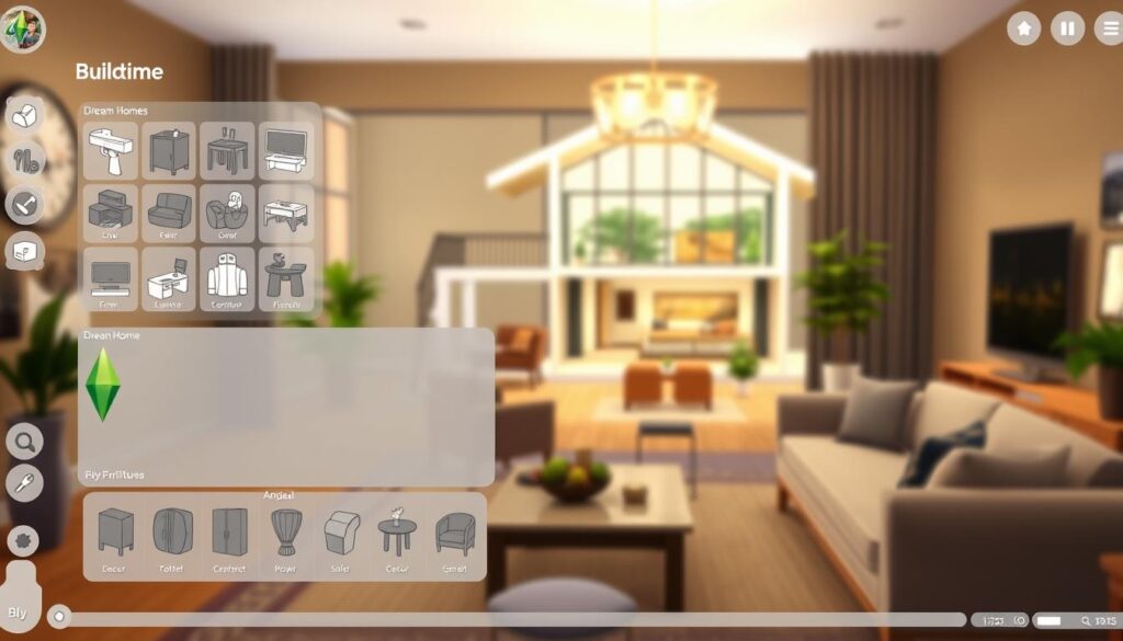 A cozy, well-lit Sims 4 build mode interface, showcasing a meticulously crafted dream home. In the foreground, an intuitive layout of construction tools, furniture, and decor options, inviting the player to unleash their creativity. The middle ground features a detailed 3D model of a modern, open-concept house, with clean lines, large windows, and a seamless indoor-outdoor flow. The background gently blurs, highlighting the dynamic nature of the build mode, where possibilities are endless. Soft, warm lighting casts a welcoming glow, setting the stage for the player to design their perfect Sims abode. A cozy, well-lit Sims 4 build mode interface, showcasing a meticulously crafted dream home. In the foreground, an intuitive layout of construction tools, furniture, and decor options, inviting the player to unleash their creativity. The middle ground features a detailed 3D model of a modern, open-concept house, with clean lines, large windows, and a seamless indoor-outdoor flow. The background gently blurs, highlighting the dynamic nature of the build mode, where possibilities are endless. Soft, warm lighting casts a welcoming glow, setting the stage for the player to design their perfect Sims abode.
