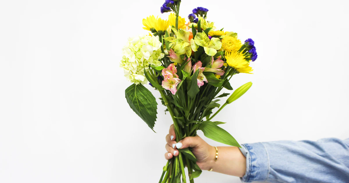 yellow and purple flower bouquet