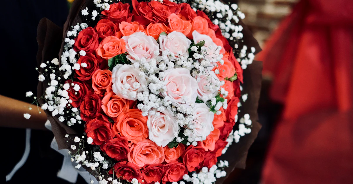 red and white flower bouquet